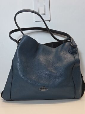 Coach Edie 31 Leather Hobo Shoulder Bag in Mineral Blue